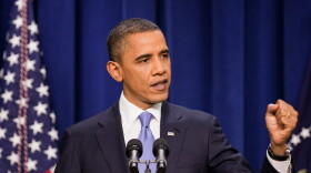 President Obama makes a point during his news conference Wednesday at the Eisenhower Executive Office Building in Washington, D.C.