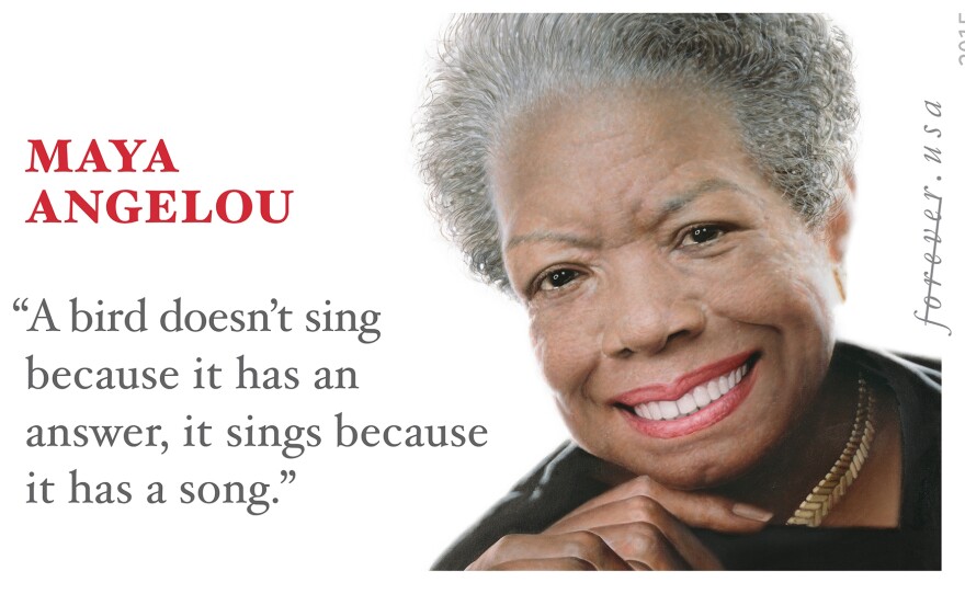 The celebrated poet Maya Angelou crafted a number of lines that have resonated with her readers — but the one on this stamp, it turns out, isn't one of them.
