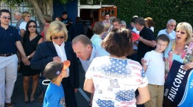 City Councilman Kevin Faulconer greets supporters outside his mayoral campaign headquarters.