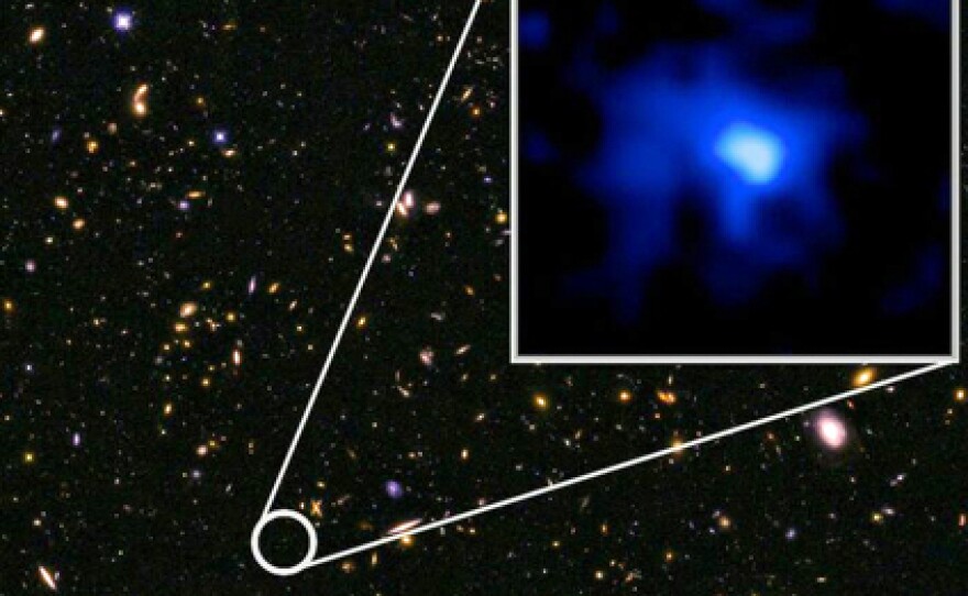 An image of the galaxy EGS-zs8-1, which set a new distance record after researchers determined it was more than 13 billion light-years away.