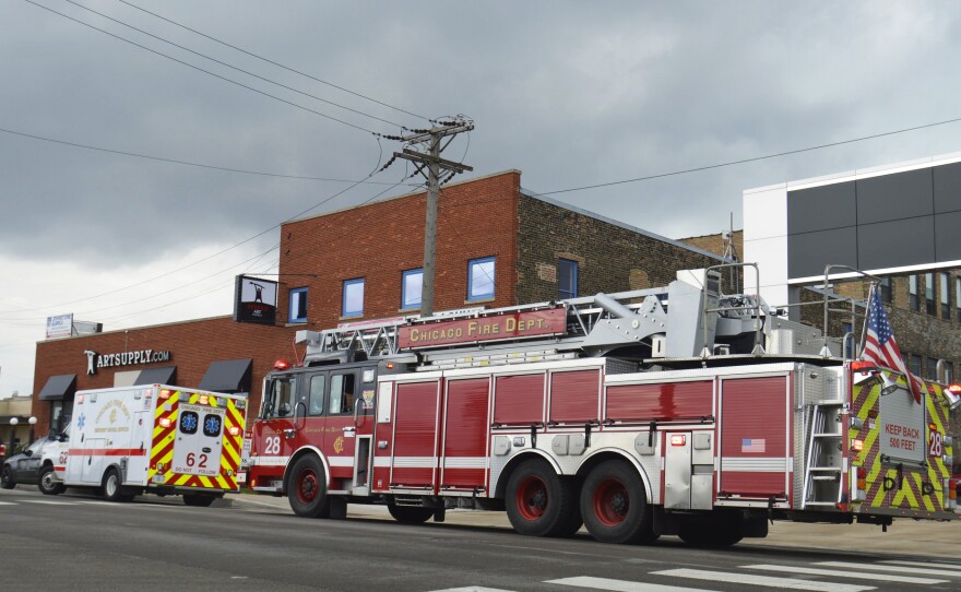 A Chicago Fire Department ambulance and firetruck respond to a call in 2016.