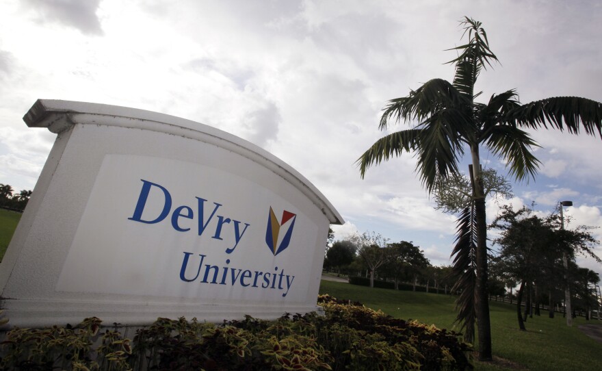 The entrance to the DeVry University in Miramar, Fla.