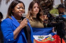 Guerline Jozef from the Haitian Bridge Alliance spoke out against Title 42 along the San Diego Tijuana border calling it cruel and inhumane, May 23, 2022.