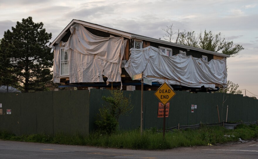 A recently elevated home in Staten Island, N.Y.