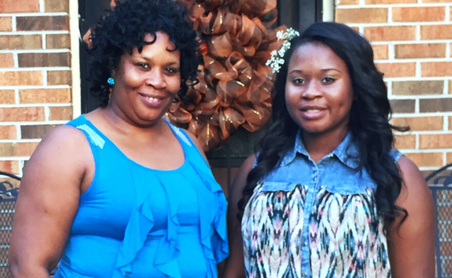 Ethel and Clanlethia Johnson outside their Camden, Alabama home. Camden is the county seat of Wilcox County.