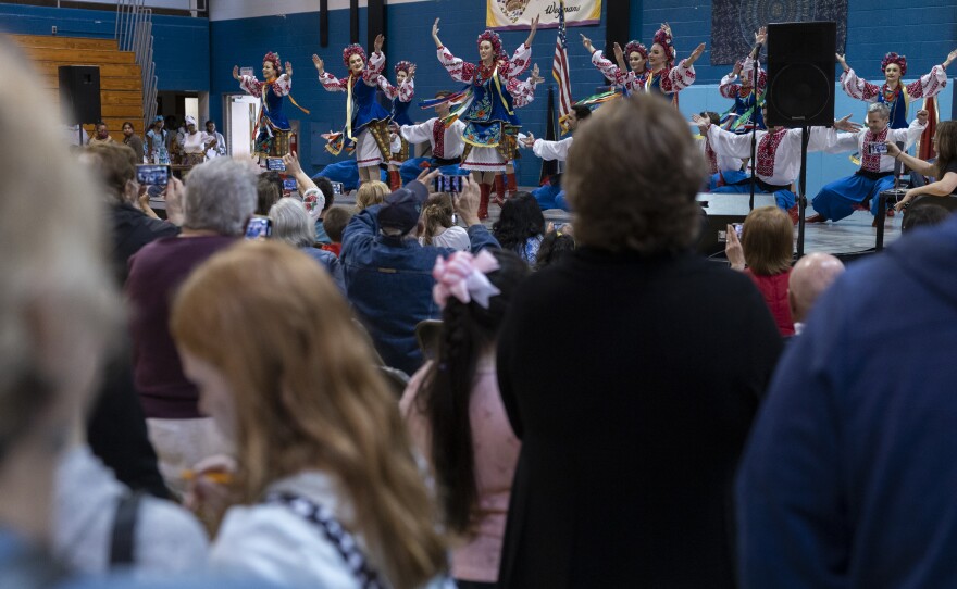 The Voloshky Ukrainian dance ensemble performs their final dance number at the International Spring Festival.