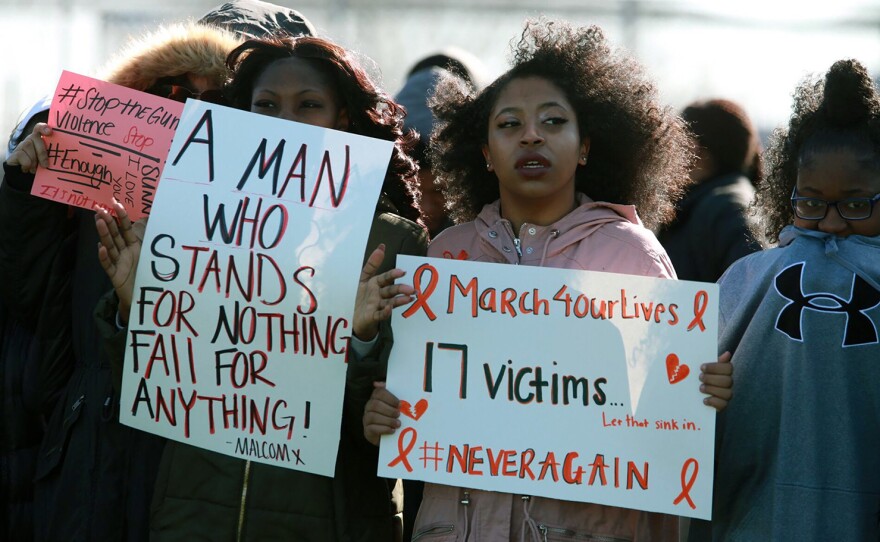 Eastern Senior High students walked out of school to protest gun violence.