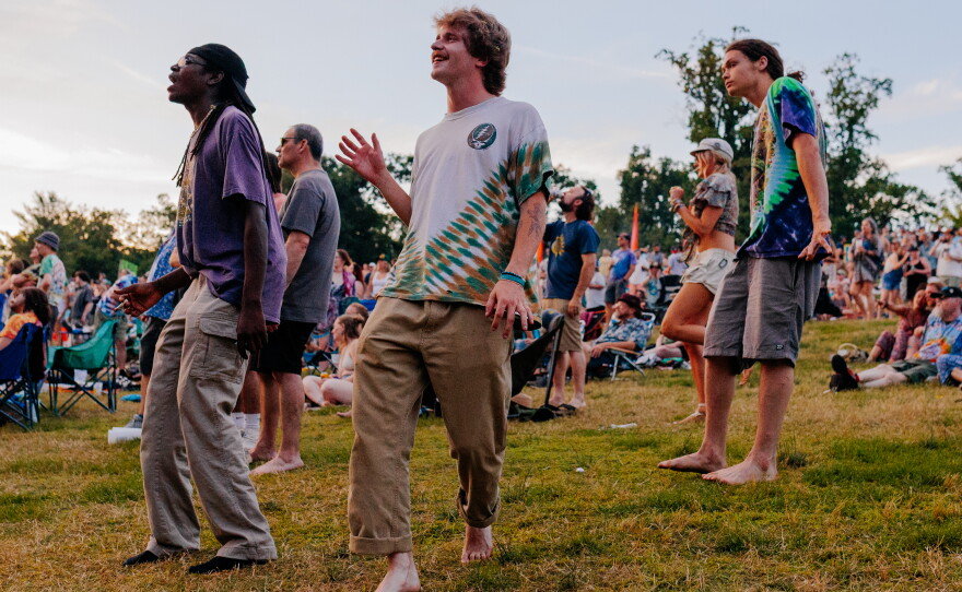 Festivalgoers dance to Widespread Panic's performance during All Good Now festival at Merriweather Post Pavilion.