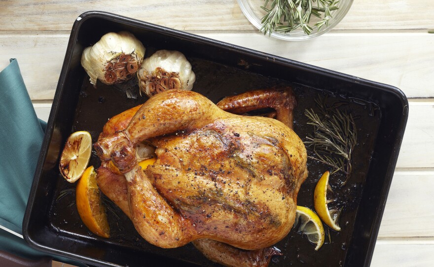 A GPS tracker strapped to the leg of a chicken means "that people who potentially will buy that chicken will know every step that that chicken has taken," says food historian Robyn Metcalfe.
