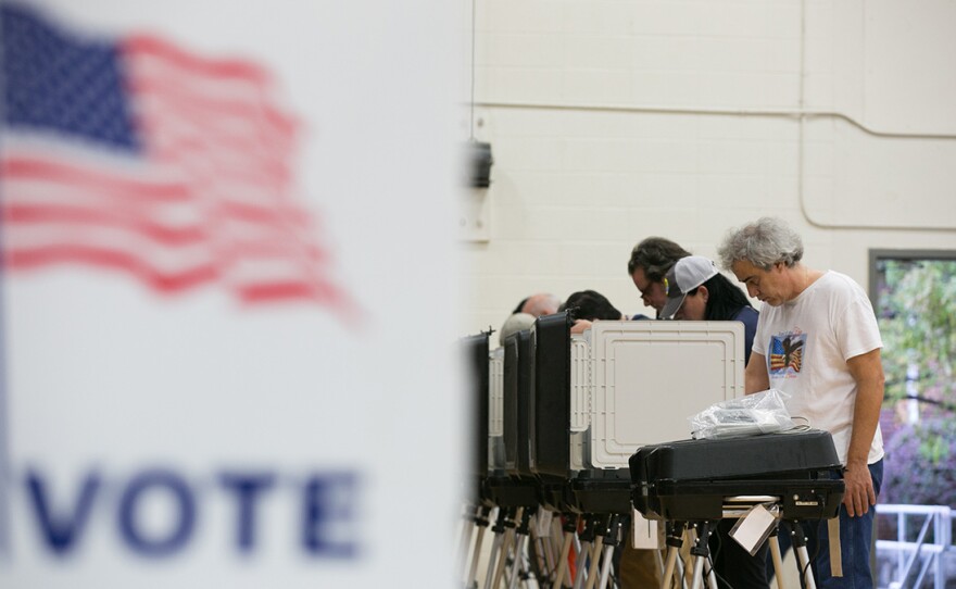 Voters cast their ballots at a polling station set up at Grady High School for the mid-term elections last November in Atlanta, Georgia. Georgia is set to replace all of its voting machines, which cybersecurity experts had deemed insecure, before the 2020 elections.