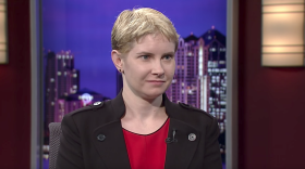 Jessica McElfresh is pictured in this screenshot from KPBS Evening Edition.