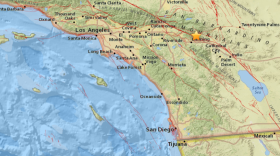 A map shows the epicenter of an earthquake in Riverside County, May 8, 2018.