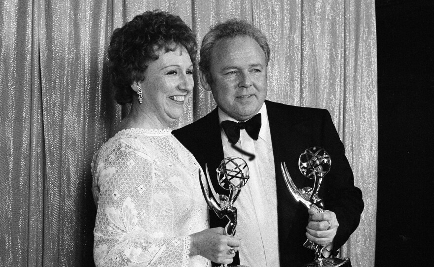 Jean Stapleton and Carroll O'Connor, pictured at the 1972 Emmys, played Edith and Archie Bunker. Stapleton's character evolved throughout the show.