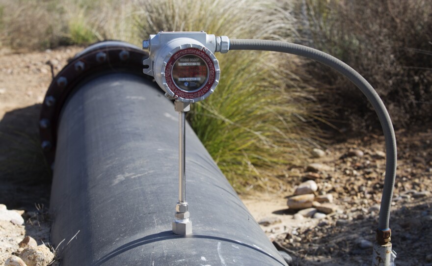 A large pipeline on the Miramar landfill sends gas to equipment where it is turned into electricity or burned off, March 4, 2016.