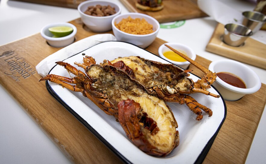 A lobster plate from La Casa de la Langosta Bistro located near the border in Tijuana. Mexico.