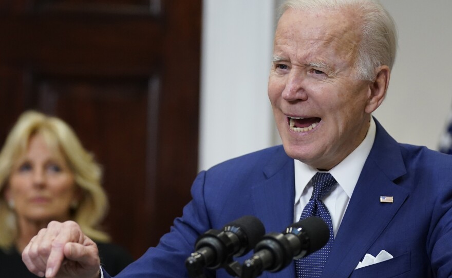 President Biden speaks about the mass shooting at Robb Elementary School on Tuesday.