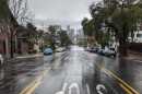 A wet road is pictured during in a storm in the Golden Hill neighborhood of San Diego, March 3, 2021. 