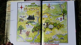 A map of A.A. Milne's Hundred Acre Woods, reproduced in Kathryn Aalto's "The Natural World of Winnie-the-Pooh."
