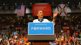 U.S. President Barack Obama speaks during a campaign rally at the BankUnited Center at the University of Miami on October 11, 2012 in Miami, Florida.