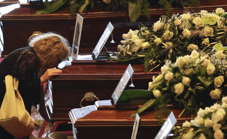 Mourners and heads of state gathered in Genoa, Italy on Saturday for a state-run funeral to honor victims of the highway bridge collapse on Tuesday. The death toll in the disaster rose to 43 on Saturday.