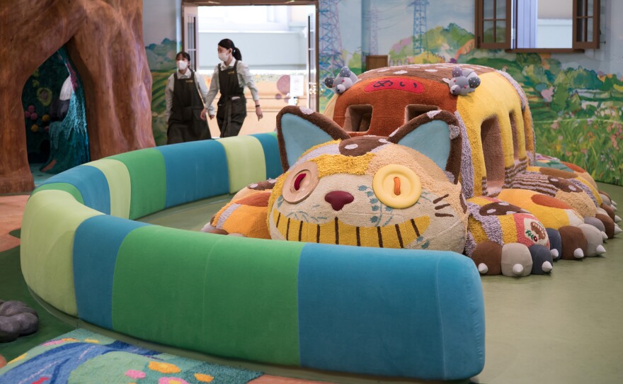 A display of the Cat Bus from the film <em>My Neighbor Totoro</em> in Nagakute, Japan.