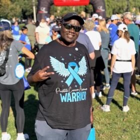 Jerry McCormik wears a cancer awareness shirt at an event in this undated photo.