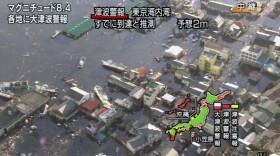 A screen grab taken from news footage by Japanese public broadcaster NHK shows a fire at the tsunami-hit area of Fukushima prefecture. A massive 8.9-magnitude earthquake shook Japan, unleashing a powerful tsunami that sent ships crashing into the shore and carried cars through the streets of coastal towns.
