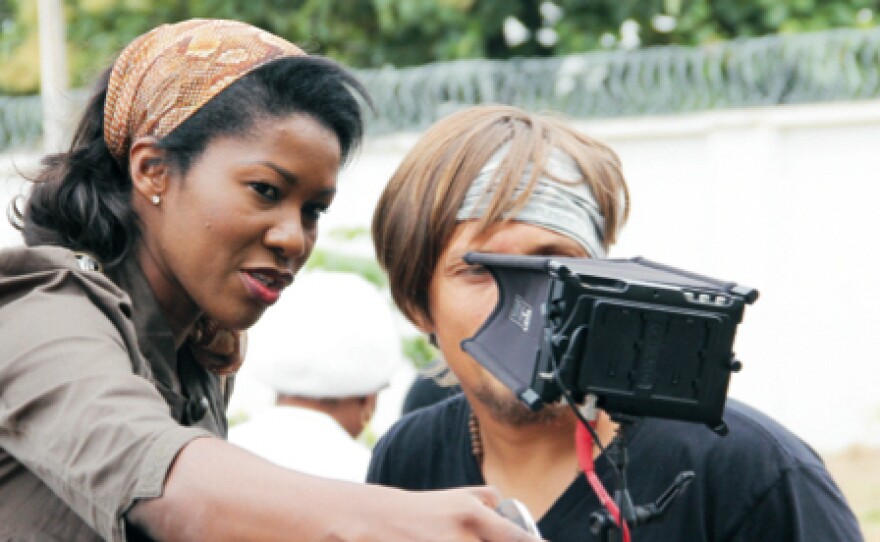 Director Stephanie Linus on the set of Dry.