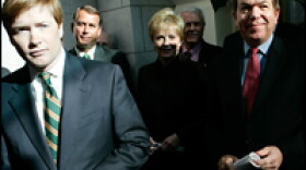 <strong>Back in the Shadows?</strong> Reps. Adam Putnam (R-FL) (from left), outgoing Majority Leader John Boehner (R-OH), Kay Granger (R-TX), John Carter (R-TX) and outgoing Majority Whip Roy Blunt (R-MO) discuss the coming sessions on Capitol Hill.