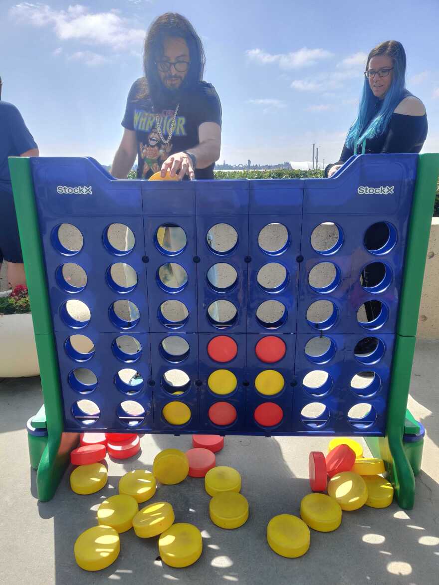 Games like Connect Four are available in the "Kappa Cabana" area of the convention, Oct. 9, 2022.