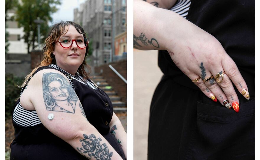 Victoria Hagan, an attendee at Philly FatCon, shows off her McDonald's-themed nails.