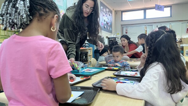 Preschool students learn their shapes at Porter Elementary School, Jan. 13, 2026.