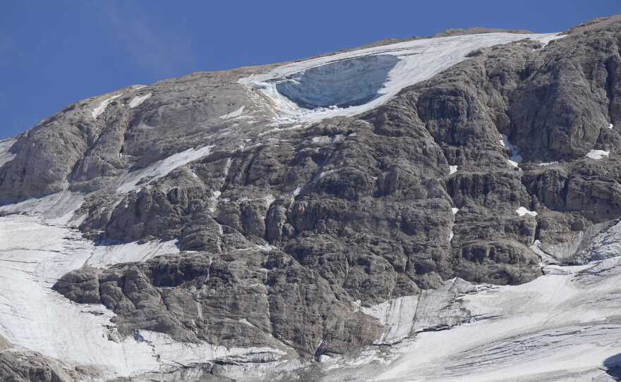 A view of the Punta Rocca glacier near Canazei, in the Italian Alps in northern Italy, on Monday.