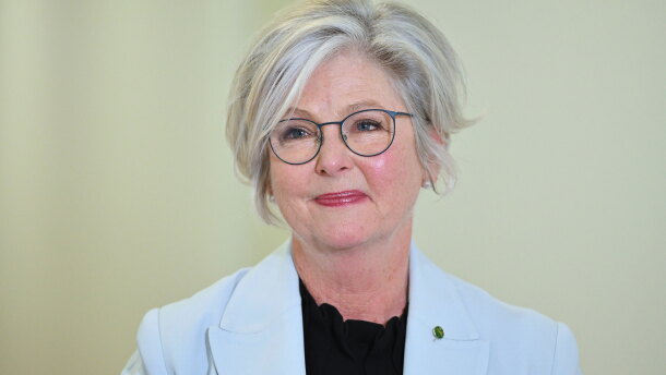 Australian independent member of parliament Helen Haines speaks to journalists in the Press Gallery at Parliament House in Canberra, Australia, Tuesday, Sept. 8, 2026.