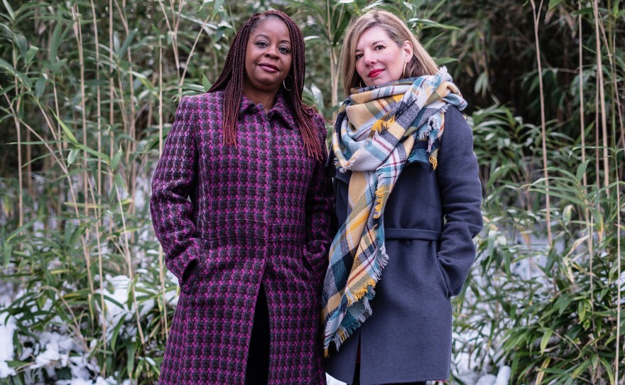 Nadine Chapman (left) and Rachel Perić are residents of the Rollingwood subdivision who are working together to publicize and memorialize the Rollingwood Burial Ground for Enslaved People in Chevy Chase, Maryland.