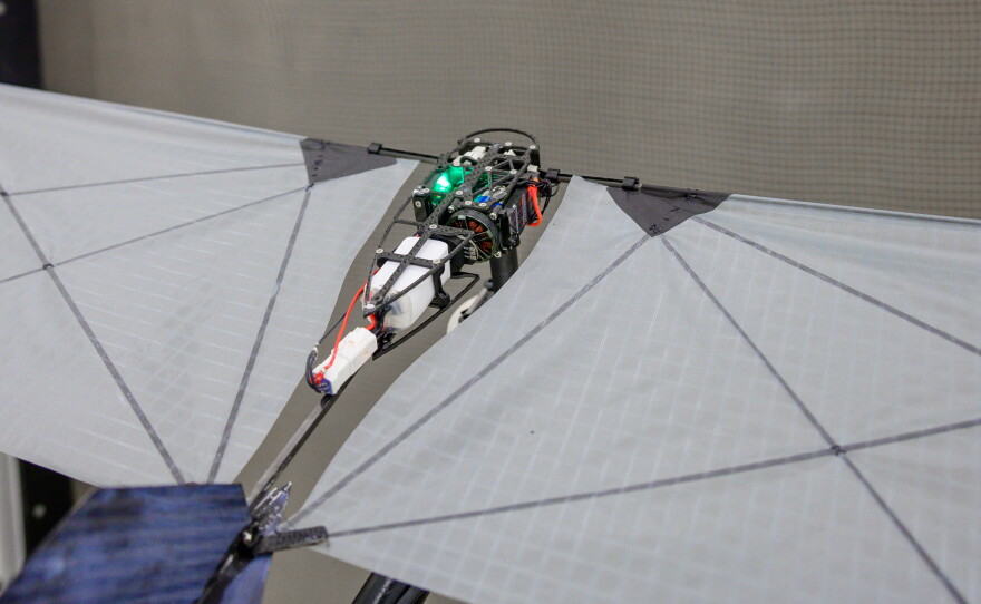 The robot's open body design keeps it neutrally buoyant in water, meaning it won't float to the surface or sink to the bottom. It just stays put in the water.