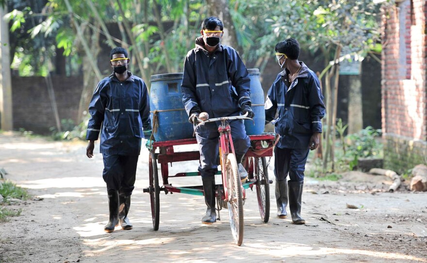 As part of the test project, the waste from pit latrines is taken to a site where it is processed into fertilizer for non-edible plants.