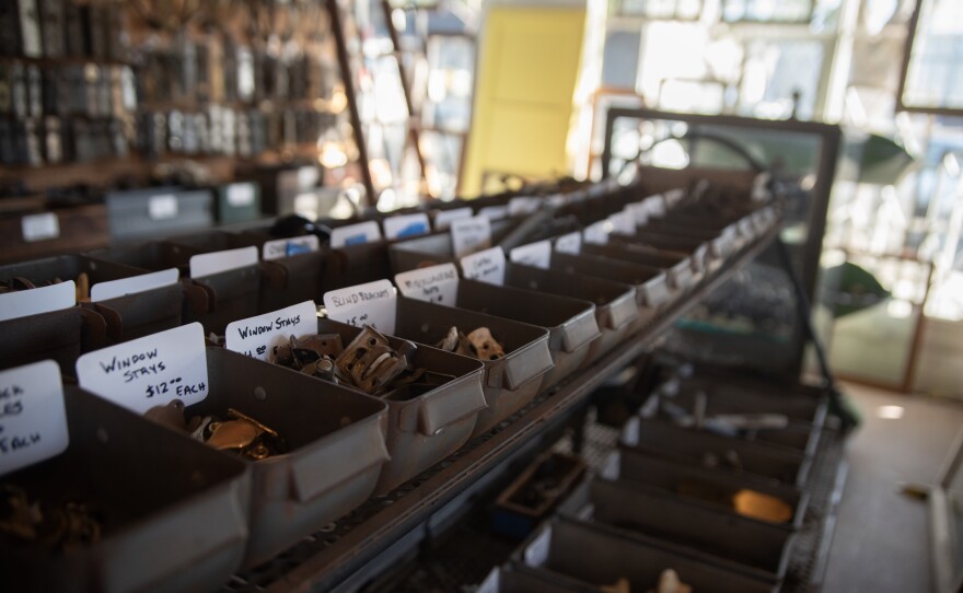 Various small items are shown in trays at Architectural Salvage on Jan. 11, 2024.