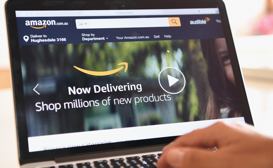 The Amazon website is seen on December 5, 2017 in Dandenong, Australia. Amazon was among dozens of sites hit by a massive internet outage on Thursday.