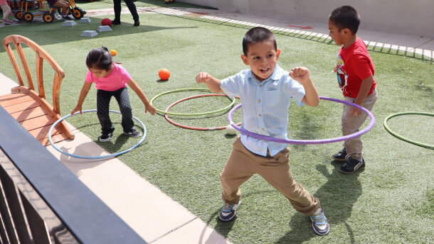 Sebastian, 4, plays with a hula hoop at a Head Start program in Vista on Wednesday, Sept. 16, 2026.
