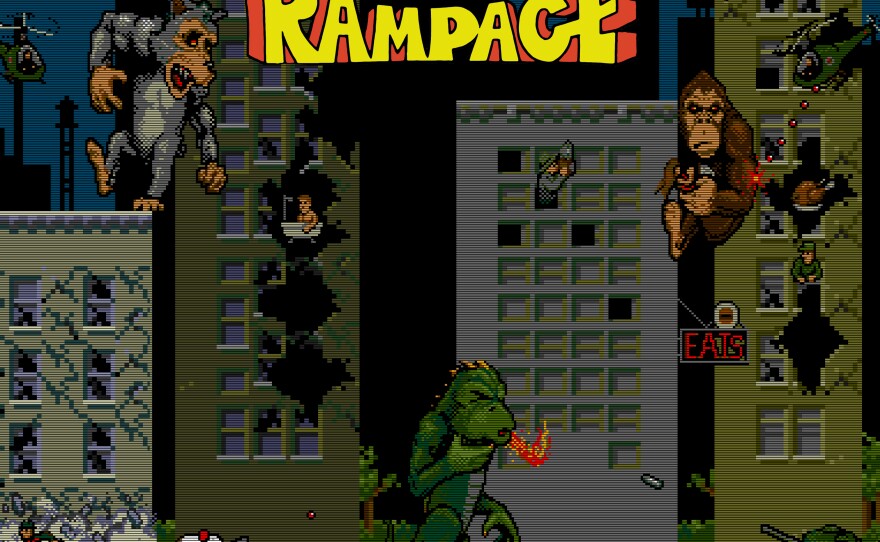 A frame grab of the Midway video game "Rampage."