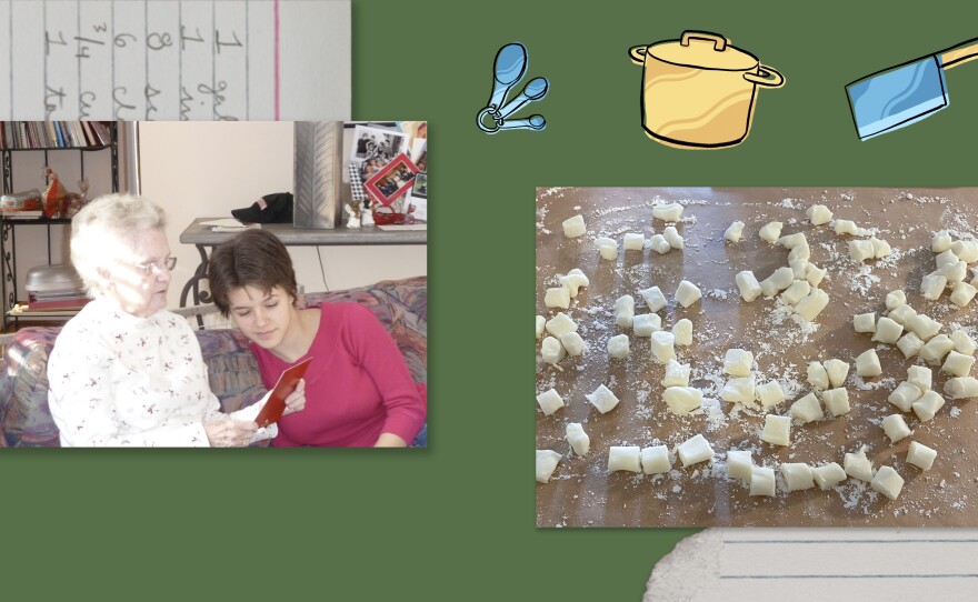 Left: Jordan Harrison with her grandmother. Right: Freshly made butter mints.