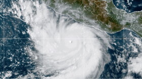 This photo provided by NOAA shows Hurricane Polo strengthening in the Pacific Ocean off the coast of Mexico on Tuesday, Sept. 22, 2026.