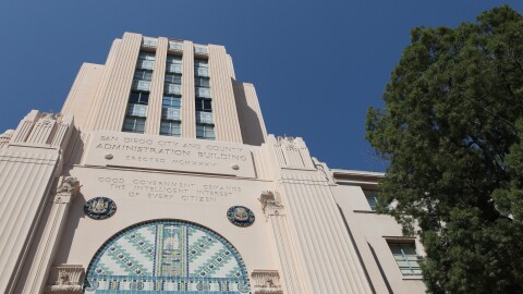 The San Diego County Administration building in downtown San Diego. 