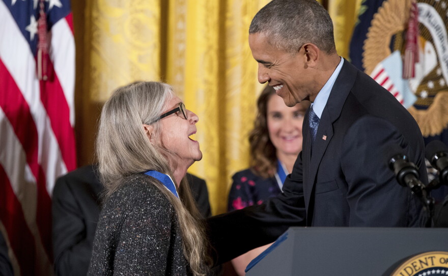 President Barack Obama presents the Presidential Medal of Freedom to mathematician and computer scientist Margaret Hamilton in November 2016.
