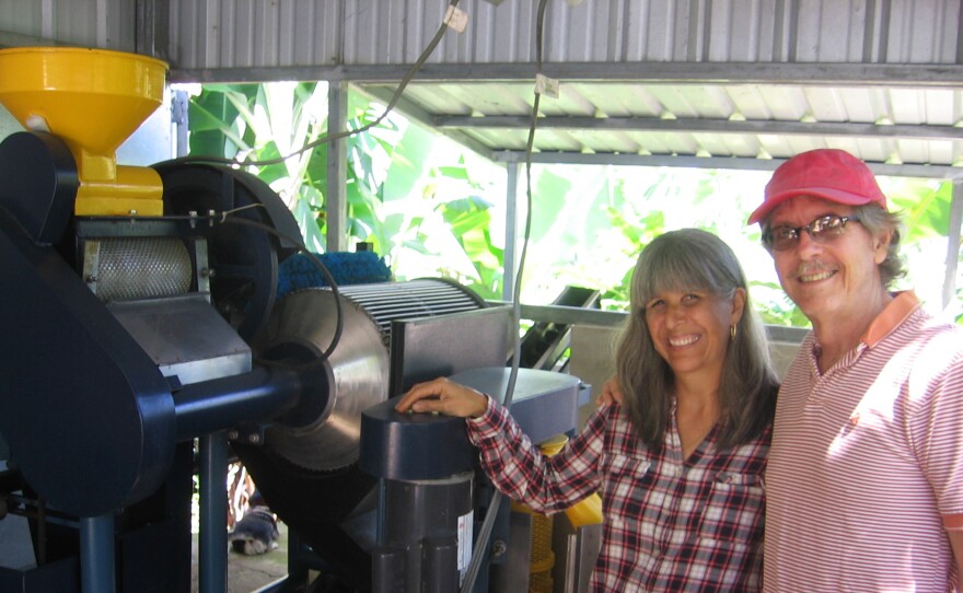 Elena Biamon and her husband, Miguel Sastre, have invested in this depulper and other equipment to process the coffee they grow.