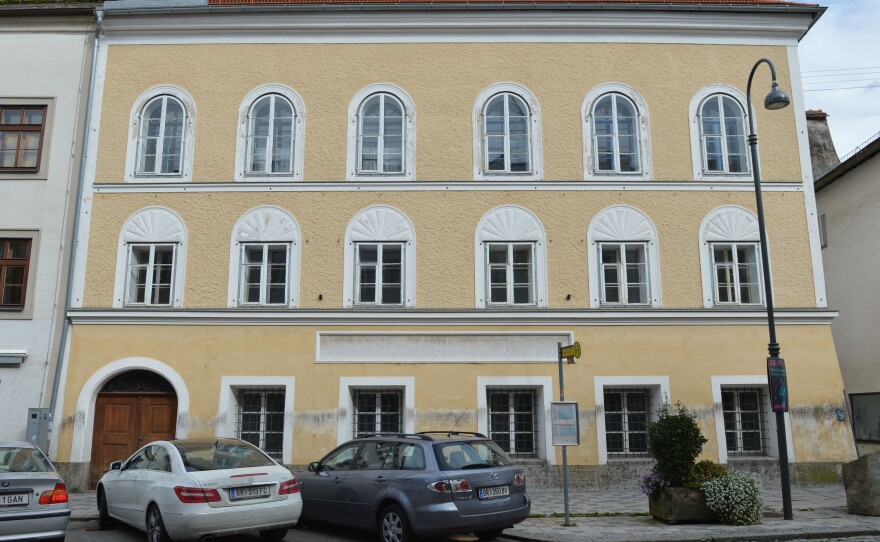 An exterior view of Adolf Hitler's birth house in Braunau am Inn, Austria.