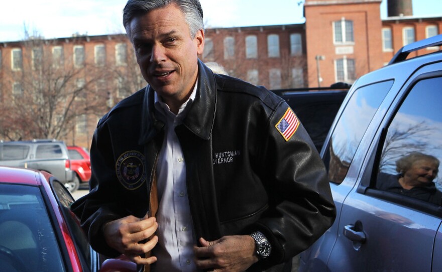 Former Utah Gov. Jon Huntsman, who was stumping at Harvey's Bakery in Dover, N.H., is pinning his hopes on a strong finish in the Granite State.