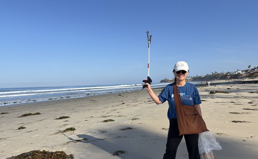 Vi Nguyen is a local pediatrician who has been picking up plastic along San Diego's coastline for the past seven years.
