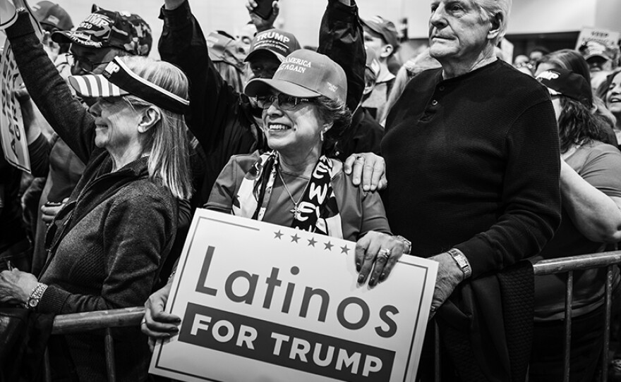 Latinos for Trump at a Las Vegas MAGA rally in February 2020.